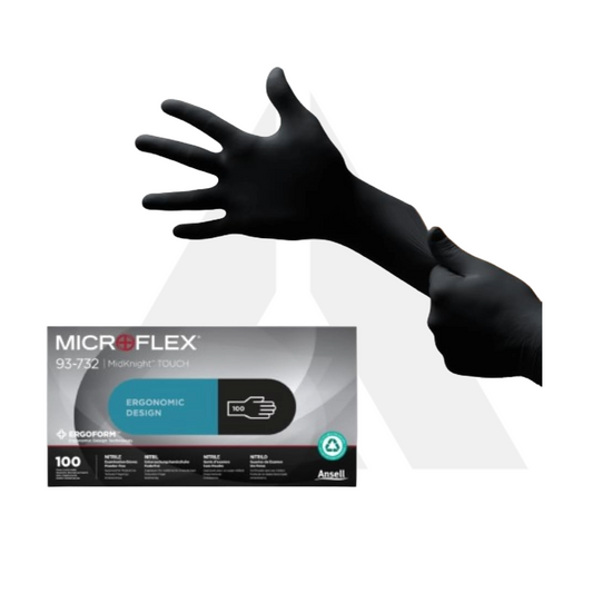 Ansell Microflex Black Latex disposable gloves