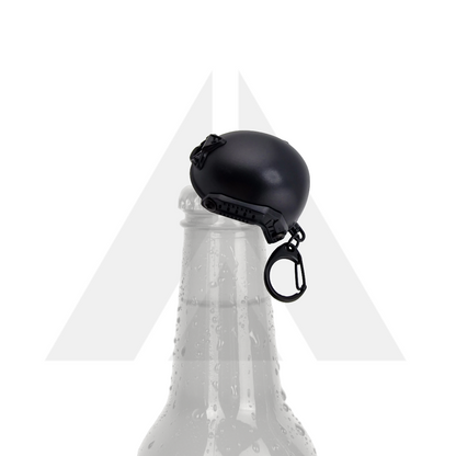 Keyring tactical helmet bottle opener - Black