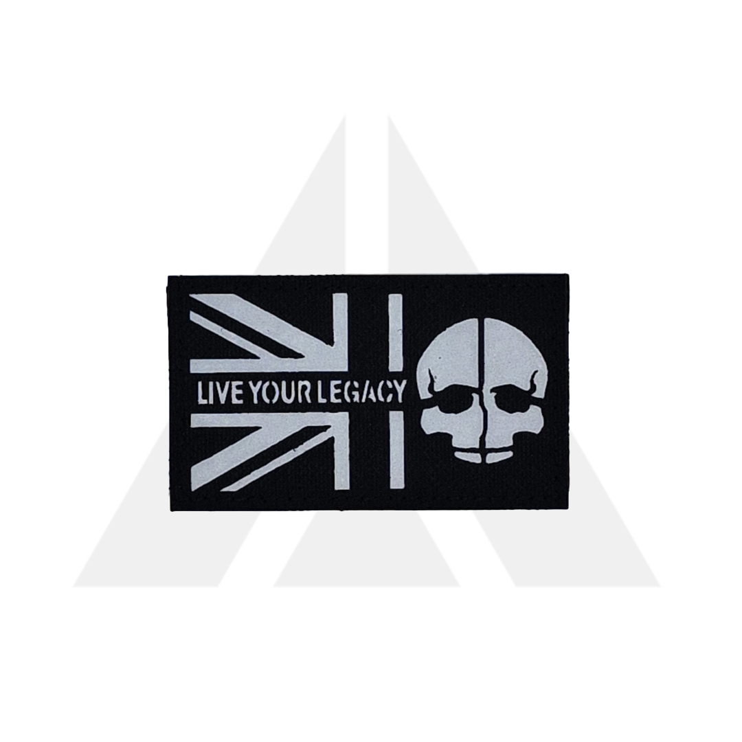 UK flag skull 'LIVE YOUR LEGACY' patch
